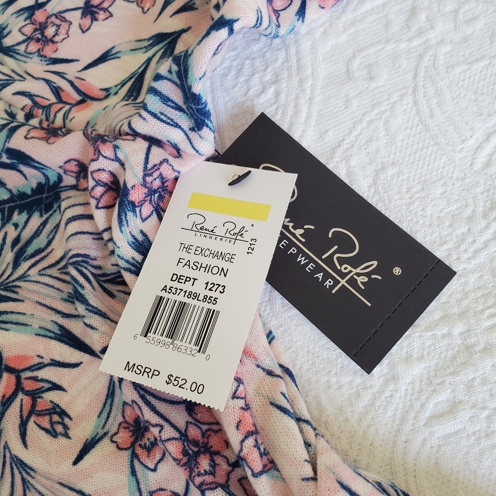 Rene Rofe Pink Tropical Floral Robe - L - Picture 10 of 10